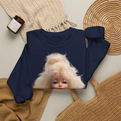 Retro Puppen Portrait T-Shirt Damen | 80er Jahre Blond Doll Fashion Shirt | Pinke Jacke Vintage Style Geschenk
