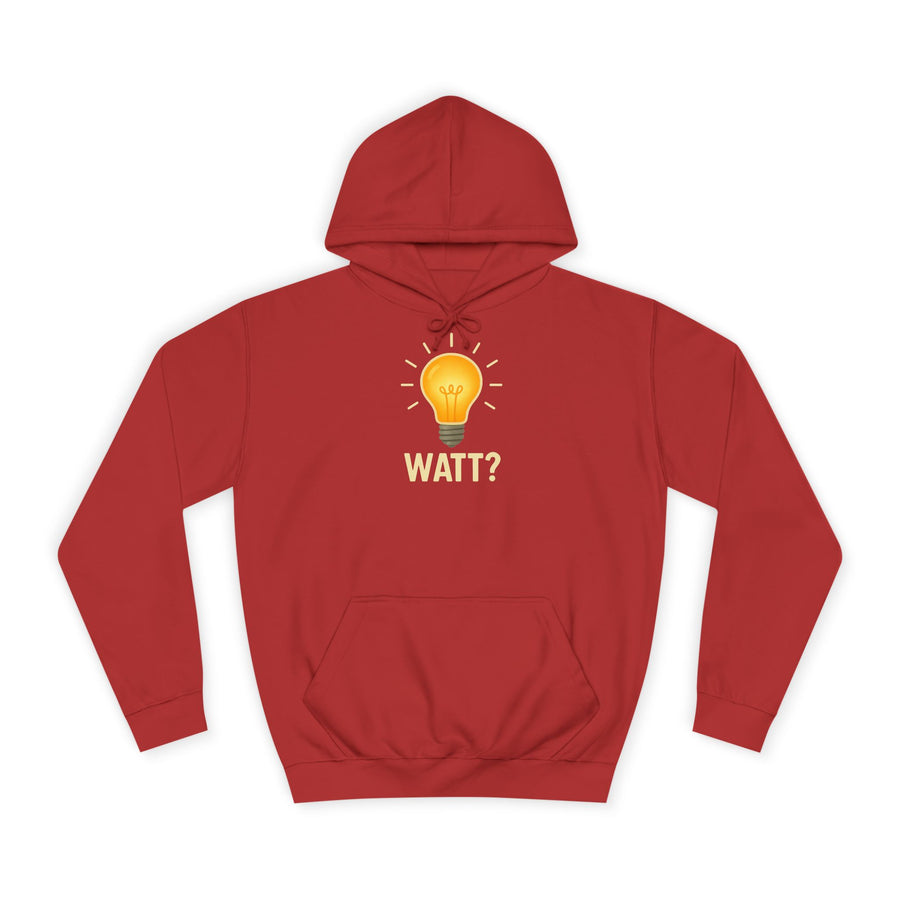 True Insights Watt? Glühbirne Hoodie – Witziges Wortspiel-Motiv in Fire Red