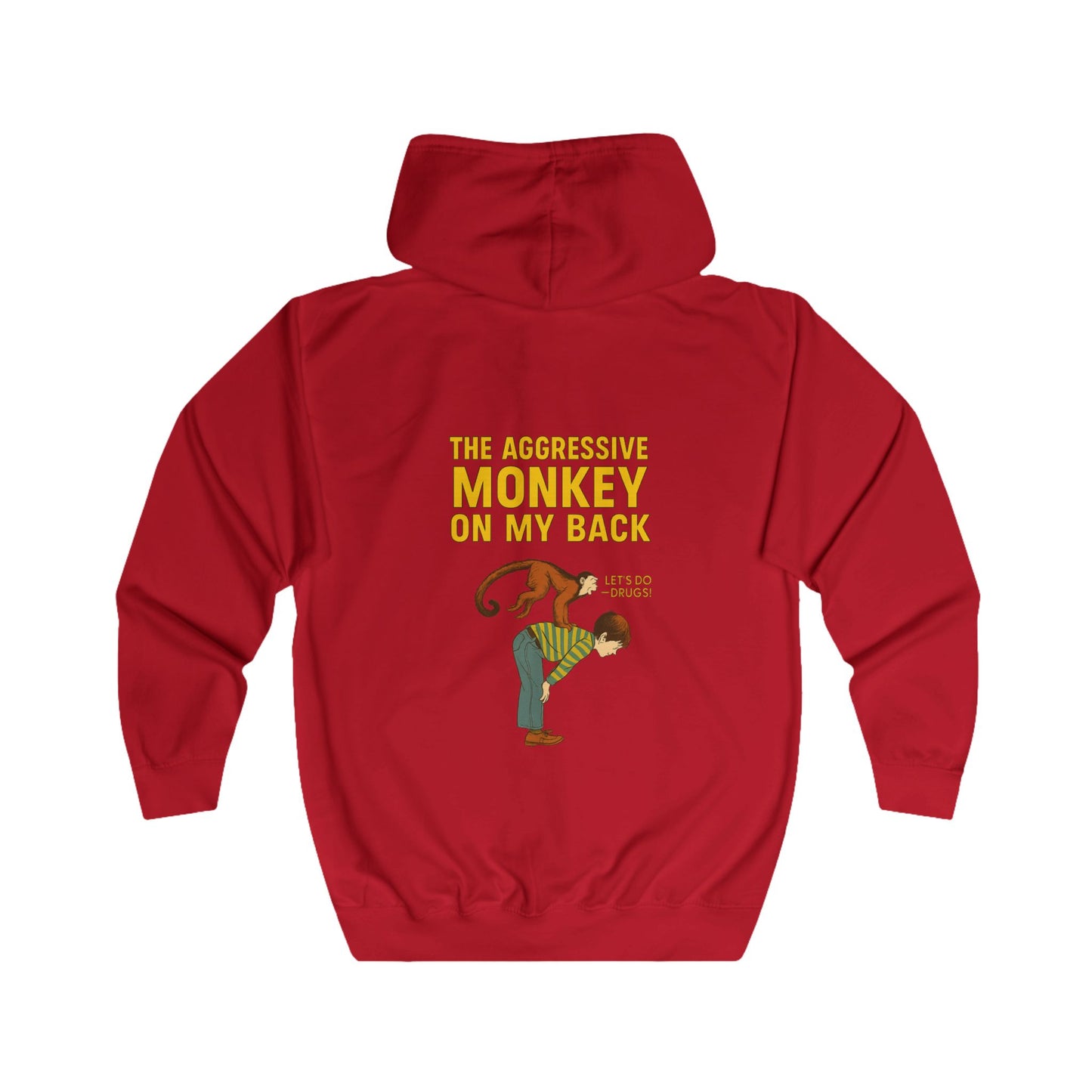 The Aggressive Monkey On My Back Zip Hoodie – Lustiger Affe Vintage Parodie Hoodie für Humor-Fans