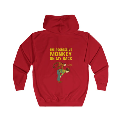 The Aggressive Monkey On My Back Zip Hoodie – Lustiger Affe Vintage Parodie Hoodie für Humor-Fans
