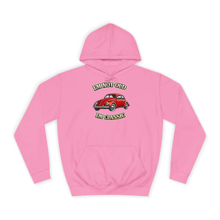 True Insights Vintage VW Käfer Hoodie – I'm Not Old I'm Classic Geschenk für Käfer-Fans in Candyfloss Pink