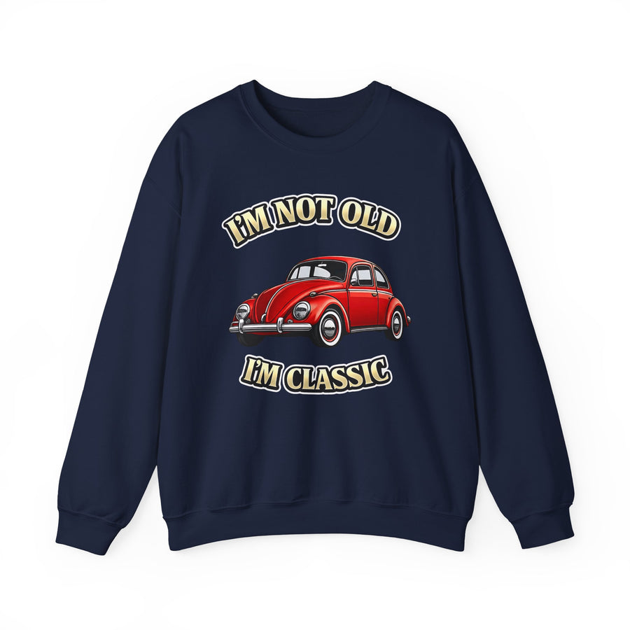 True Insights Vintage VW Käfer Sweatshirt – I'm Not Old I'm Classic Geschenk für Käfer-Fans in Navy