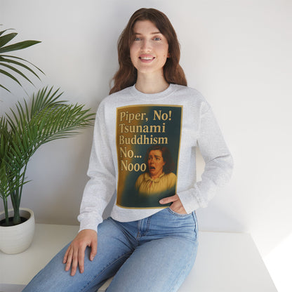 Sweatshirt – Drama Sweatshirt – „Piper, No! Tsunami. Buddhism. No... Nooo“ | True Insights Design mit Humor