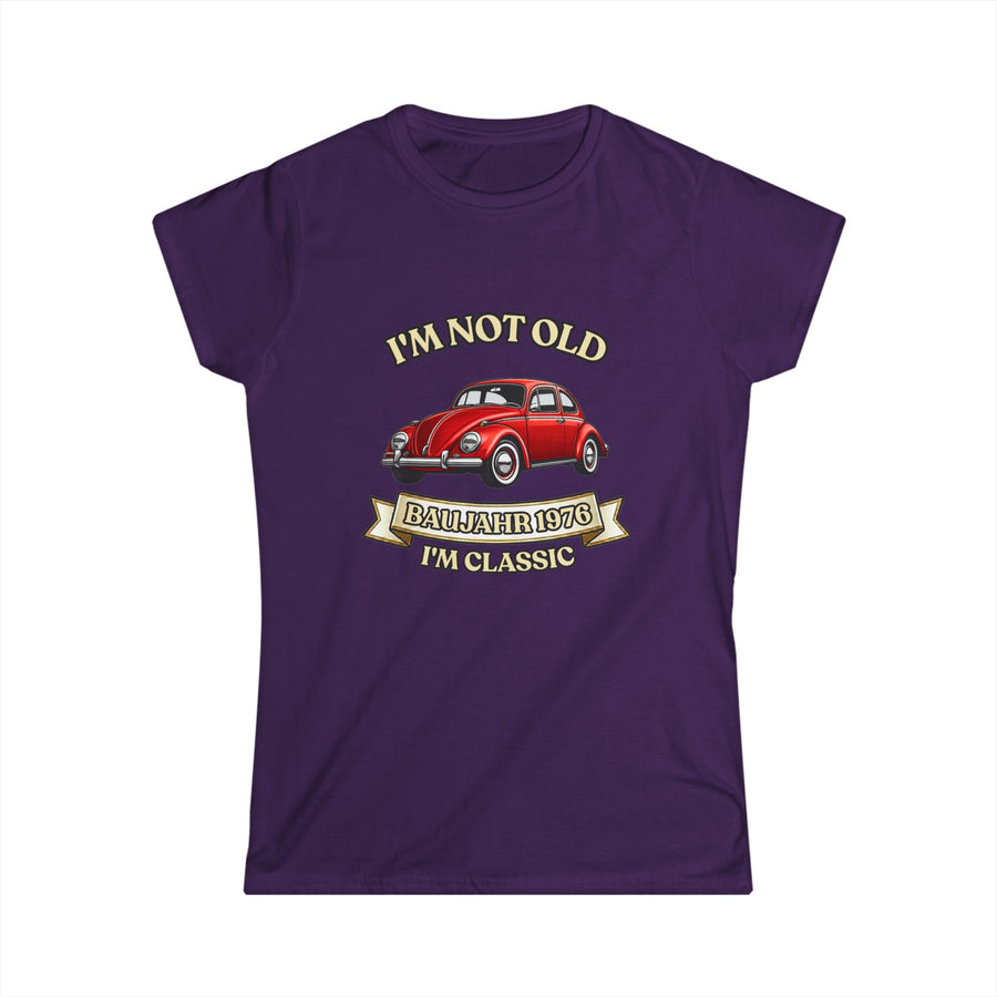 True Insights Damen Shirt Baujahr 1976 Oldtimer Käfer in Lila, Im Not Old Im Classic, 50. Geburtstag Geschenk