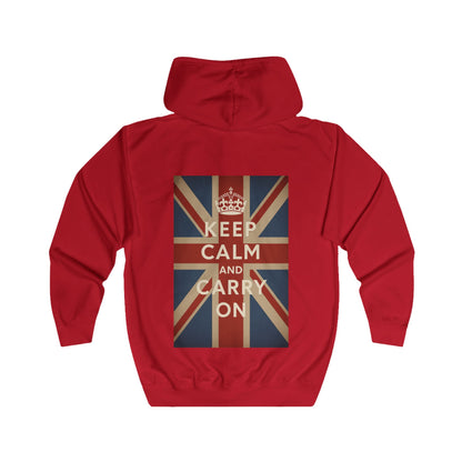 Keep Calm and Carry On Zip Hoodie - Union Jack Kult-Motief - Vintage UK Britse Retro Hoodie