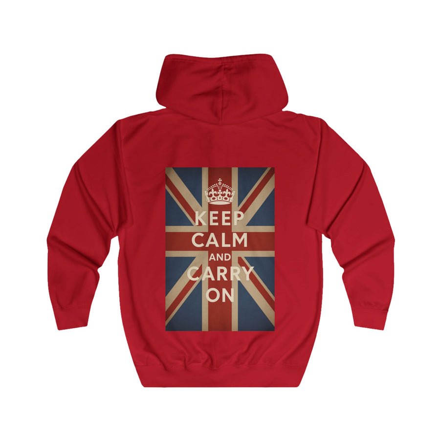 Keep Calm and Carry On Zip Hoodie - Union Jack culte - Veste à capuche rétro vintage UK Grande-Bretagne