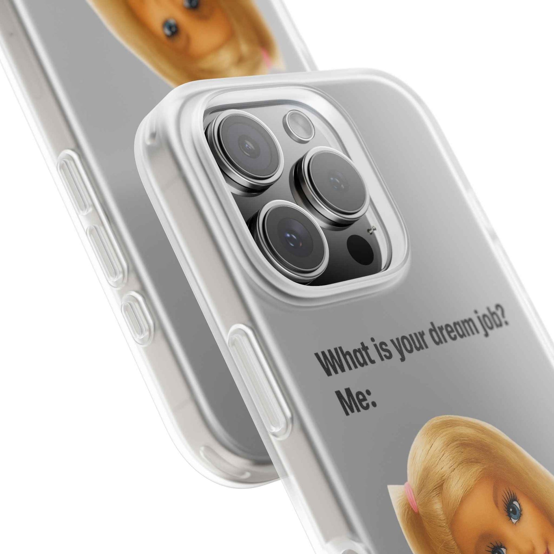 Traumjob Handyhülle – Satirische Anti-Work Phone Case mit Puppen-Illustration