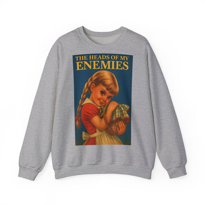 Sweatshirt – Sweatshirt „The Heads of My Enemies“ – Subversive Kunst zum Anziehen | True Insights Design mit Humor