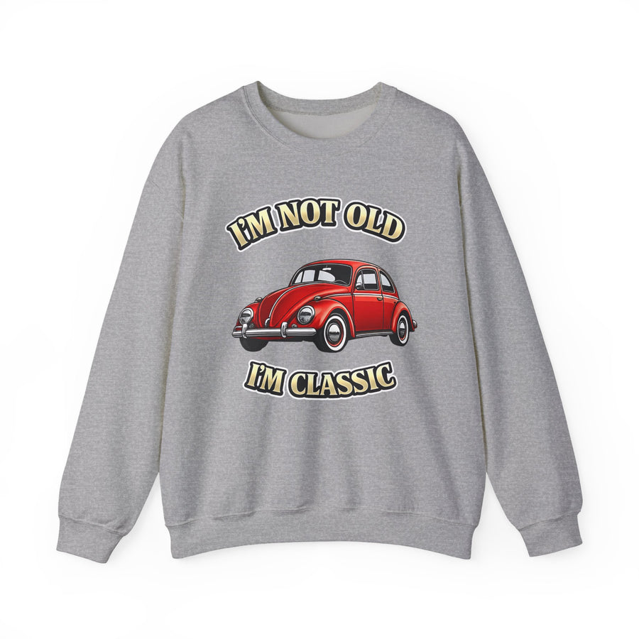 True Insights Vintage VW Käfer Sweatshirt – I'm Not Old I'm Classic Geschenk für Käfer-Fans in Sport Grey
