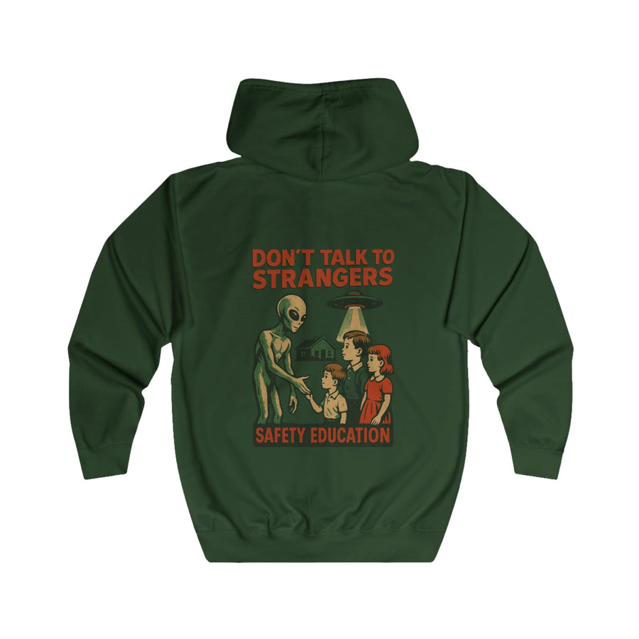 Don't Talk to Strangers Alien Zip-Hoodie – Lustiges Retro-UFO-Motiv