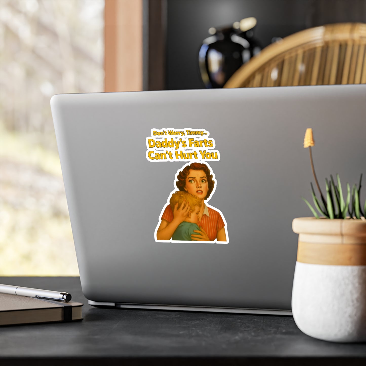 Daddy's Farts Can't Hurt You Sticker - Lustiger Retro Vintage Spruch - Witziges Geschenk für Väter, Papas & Furz-Humor Fans