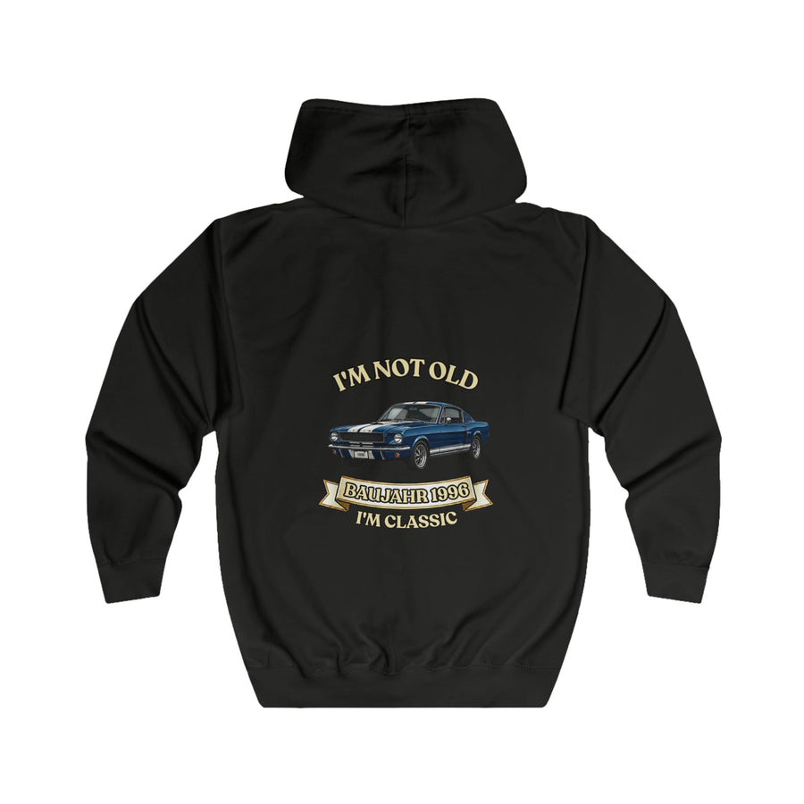 Geschenk zum 30. Geburtstag – Sweatjacke Jahrgang 1996 Muscle Car – Jet Black – Rückenansicht