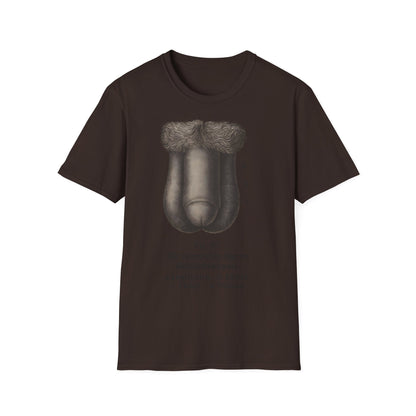 T-Shirt: „Fig. 87 – Die männlichen äußeren Geschlechtsorgane“ – Freches Satire-Design für mutige Statements | True Insights