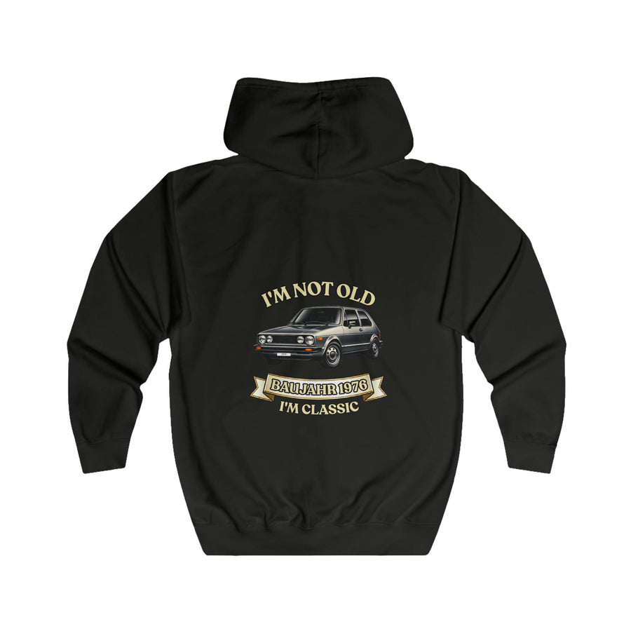 Born in 1976 Zip Hoodie – 50th Birthday Gift | Classic Car