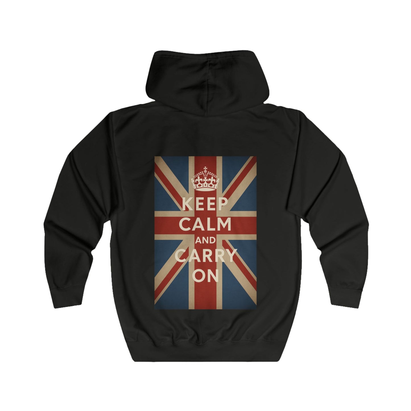 Keep Calm and Carry On Zip Hoodie - Union Jack Kult-Motief - Vintage UK Britse Retro Hoodie