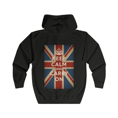 Keep Calm and Carry On Zip Hoodie - Union Jack Kult-Motief - Vintage UK Britse Retro Hoodie