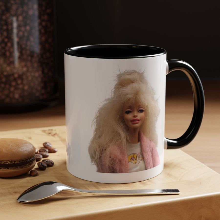Mug Poupée Rétro Années 80 | Blonde Culte Brushing & Veste Rose | Tasse Café Cadeau Fans Nostalgie & Barbie