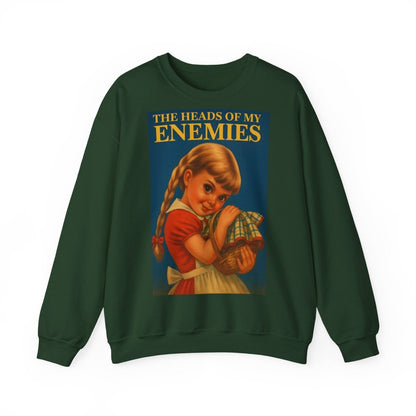 Sweatshirt – Sweatshirt „The Heads of My Enemies“ – Subversive Kunst zum Anziehen | True Insights Design mit Humor