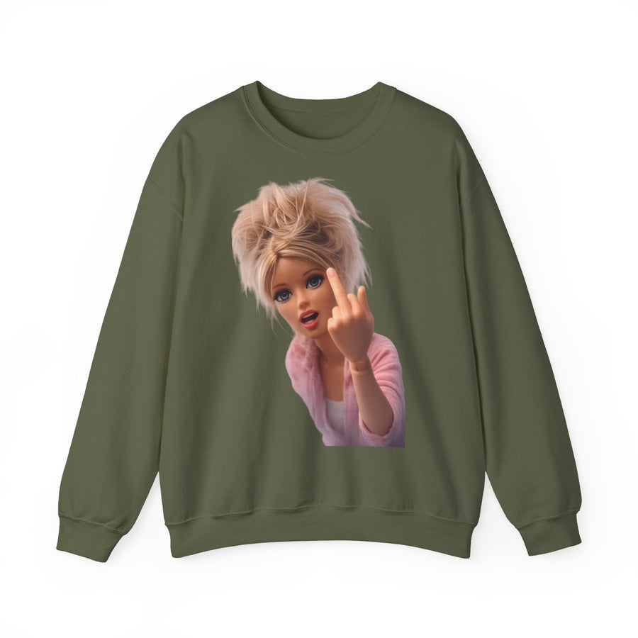 True Insights Middle Finger Sweatshirt – Freches Statement-Motiv in Military Green