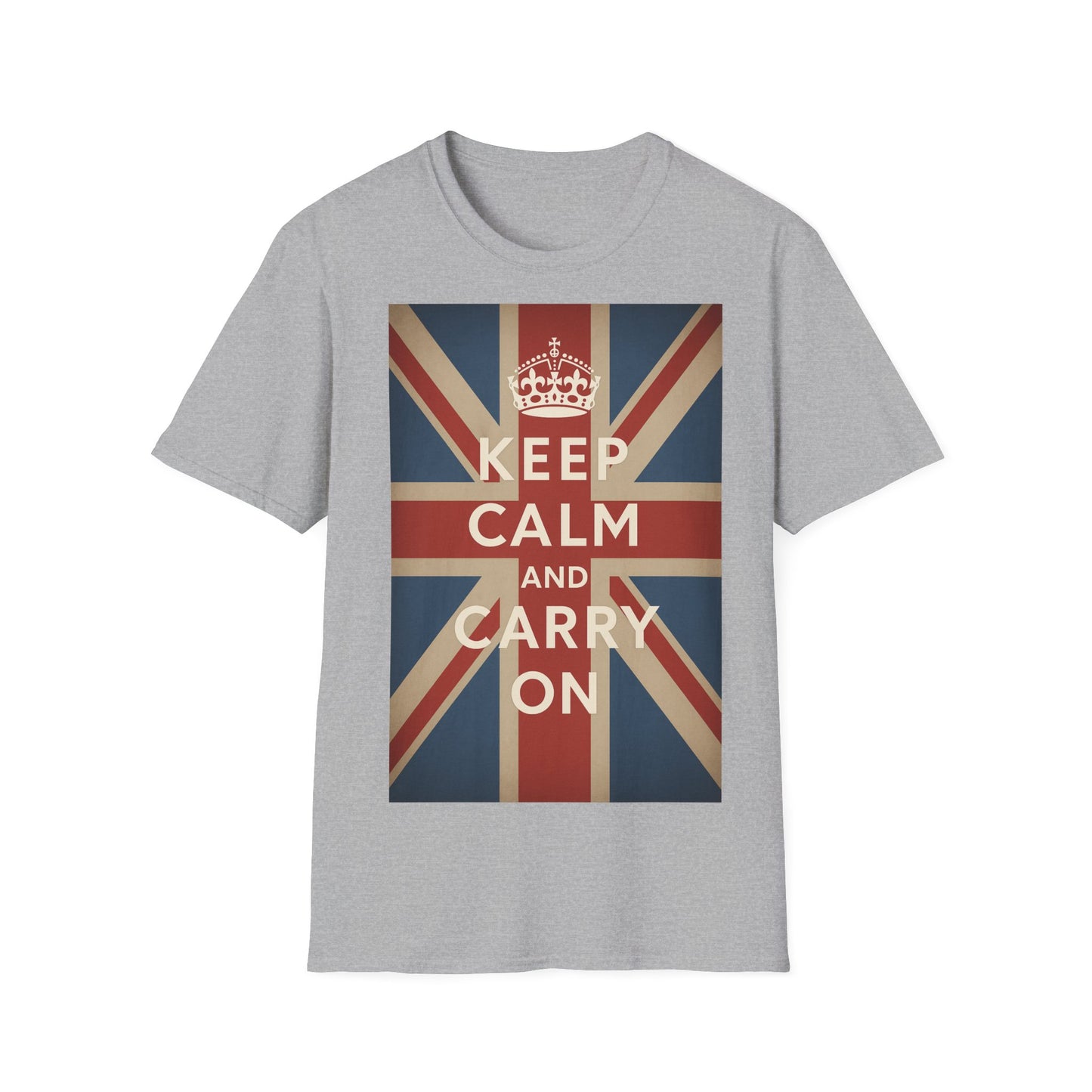 True Insights T-Shirt Keep Calm and Carry On Union Jack Vintage in Sport Grey, britische Flagge, Geschenkidee