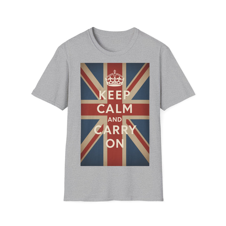 True Insights T-Shirt Keep Calm and Carry On Union Jack Vintage in Sport Grey, britische Flagge, Geschenkidee