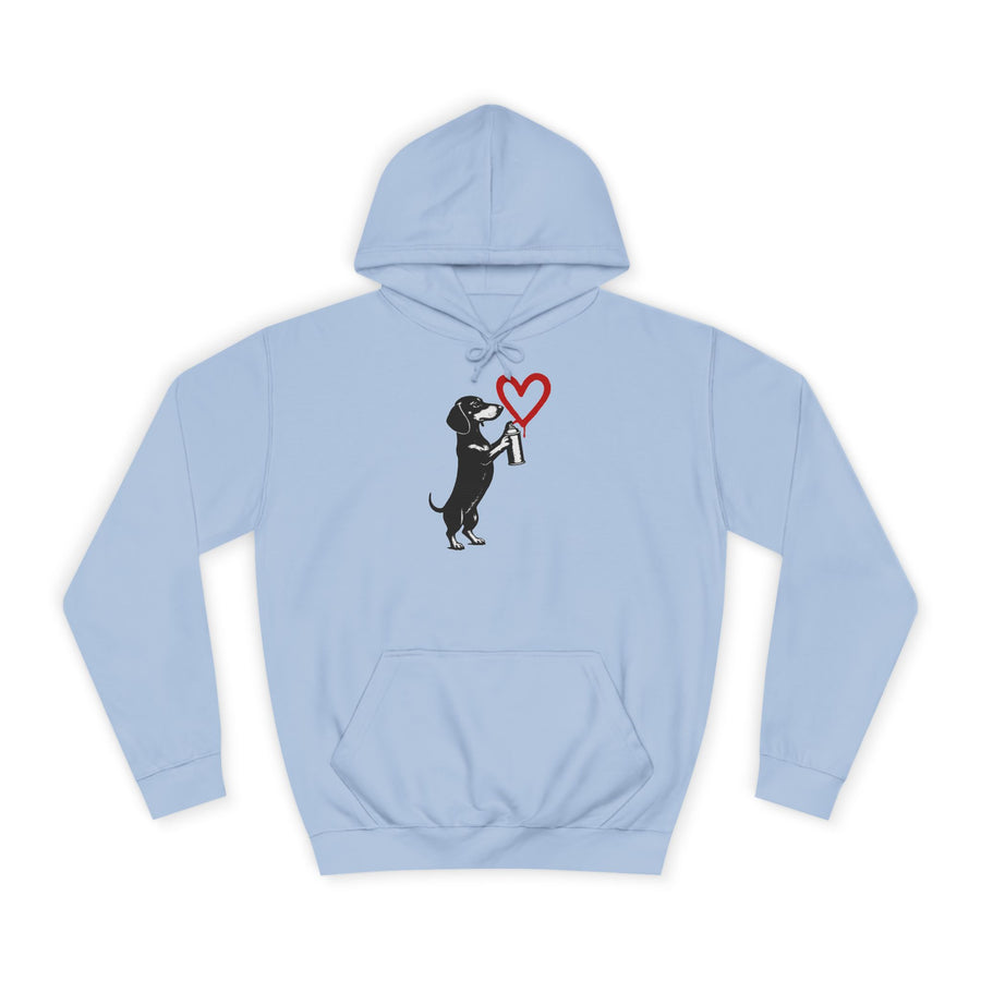 True Insights Dackel mit Sprühdose Hoodie – Street-Art-Graffiti-Motiv mit Herz