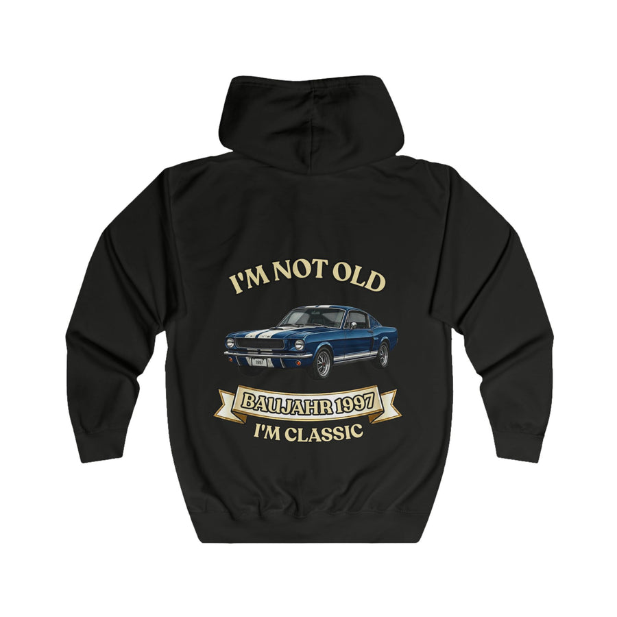True Insights Geschenk zum 30. Geburtstag – Sweatjacke Jahrgang 1997 Muscle Car | Zip-Hoodie mit Rückendruck