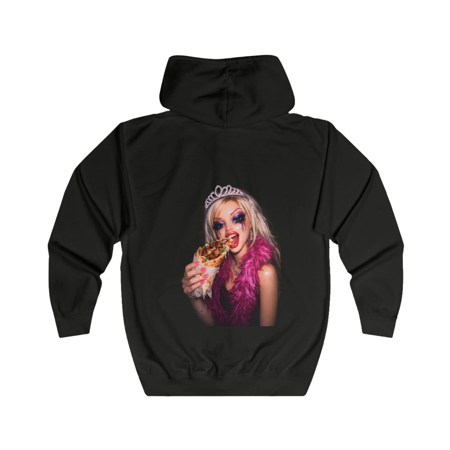 Statement Sweatjacke „Princess Punk“ – Zip-Hoodie mit Rückendruck – Jet Black – Rückenansicht