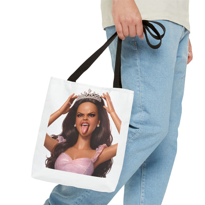 Barbicore Tote Bag – Freche Diva mit Krone & Zunge | Bedruckter Polyester Sportbeutel Gymbag für Gym, Uni & Strand