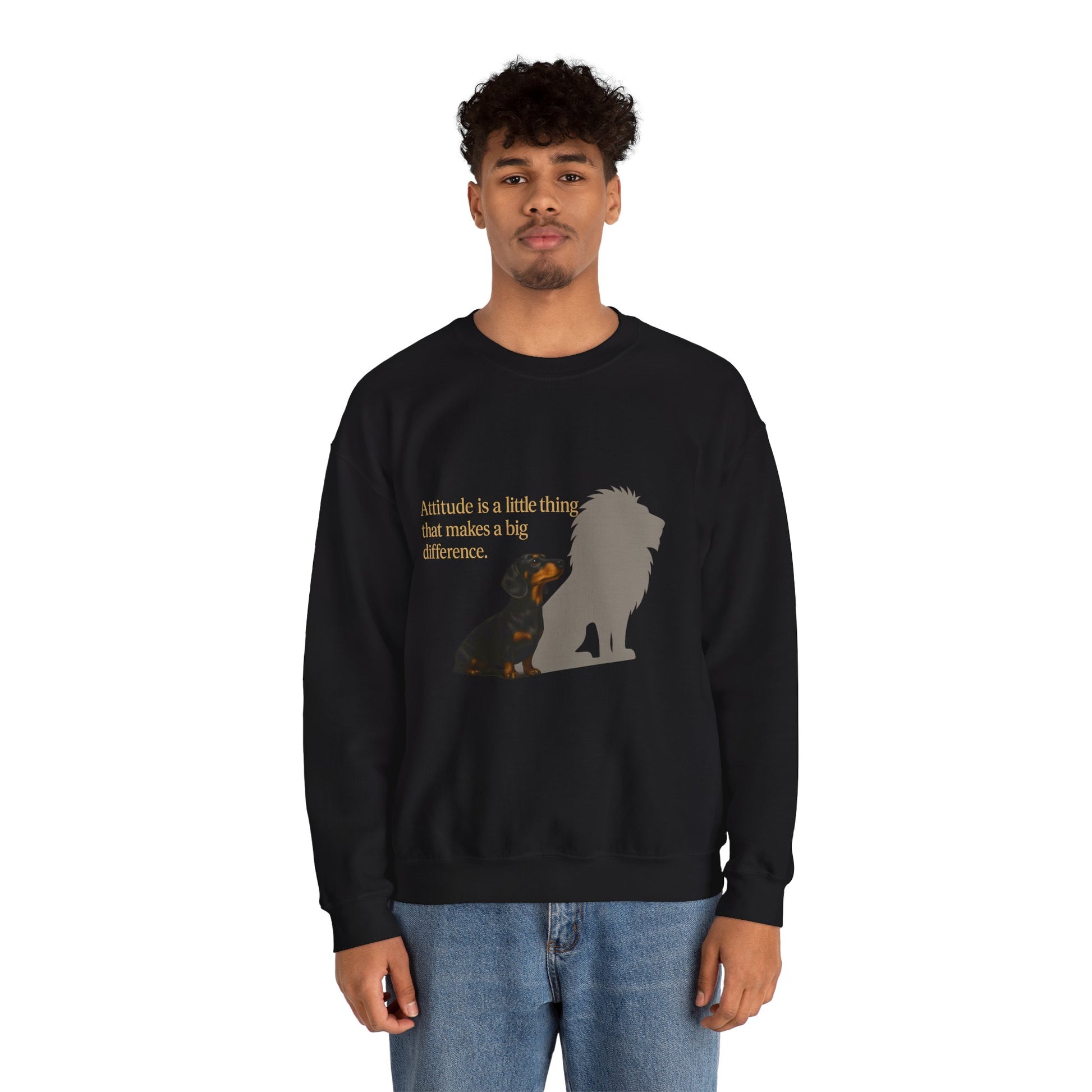 Inspirierendes Sweatshirt – Dackel mit Löwenschatten „Attitude“ – Lustiges Sweatshirt | True Insights – Bild 18