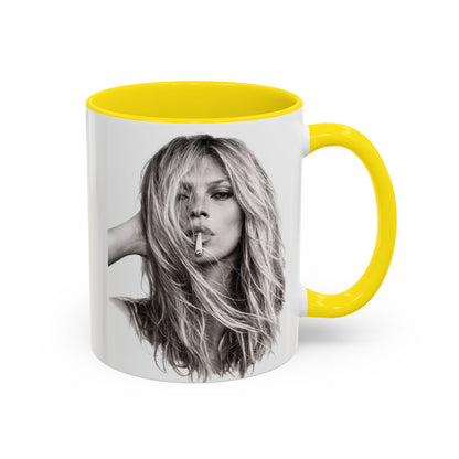Kate Moss Tasse – Ikonisches Schwarz-Weiß Portrait Kaffeebecher | Fashion Legende Geschenk für Fans