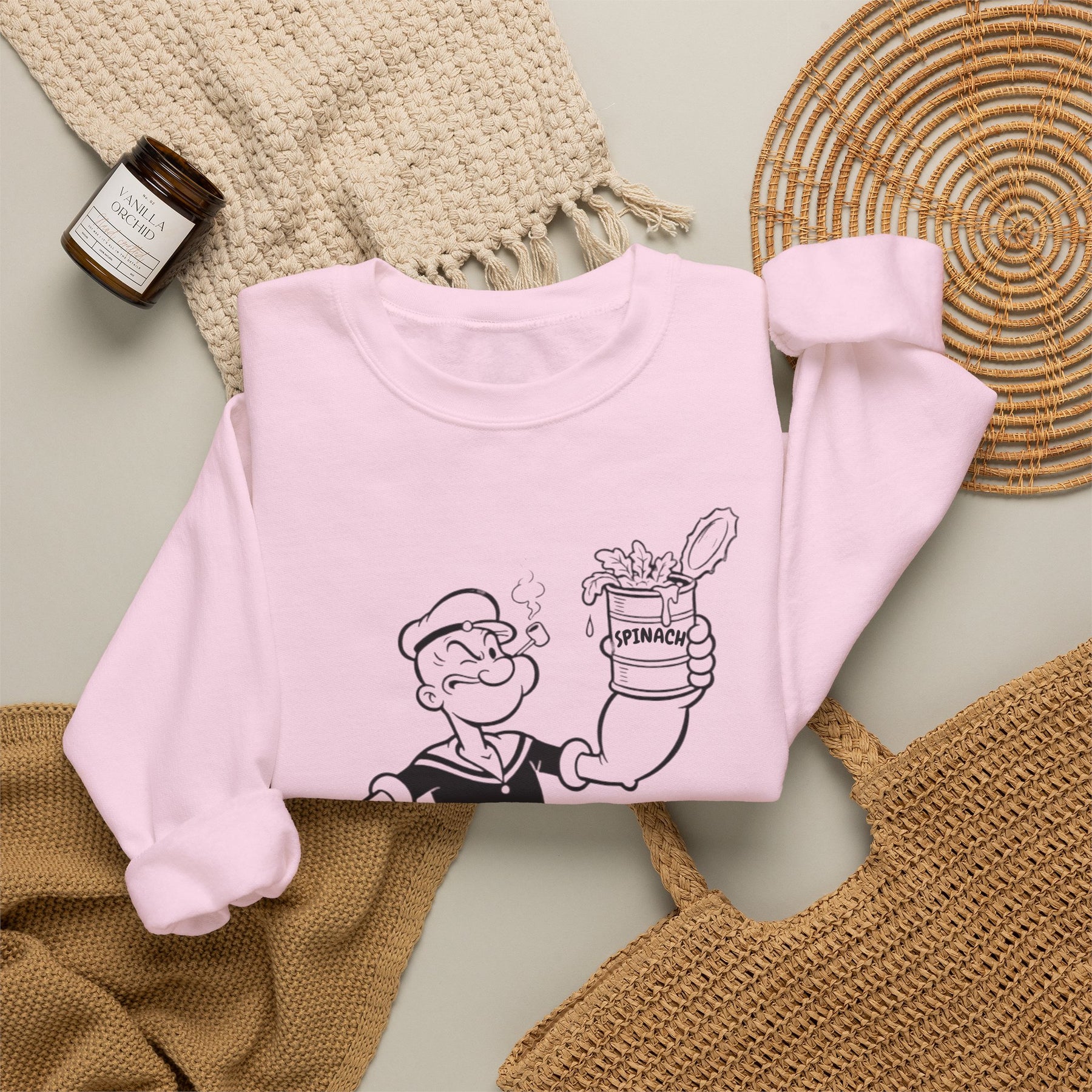 True Insights Sweatshirt Popeye Spinat Dose Comic Print gemütlicher Retro Pullover