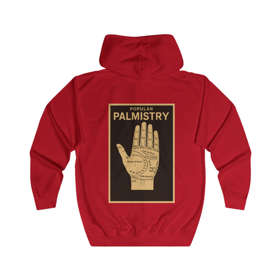 True Insights Popular Palmistry Zip-Hoodie – Vintage-Handlinien-Motiv