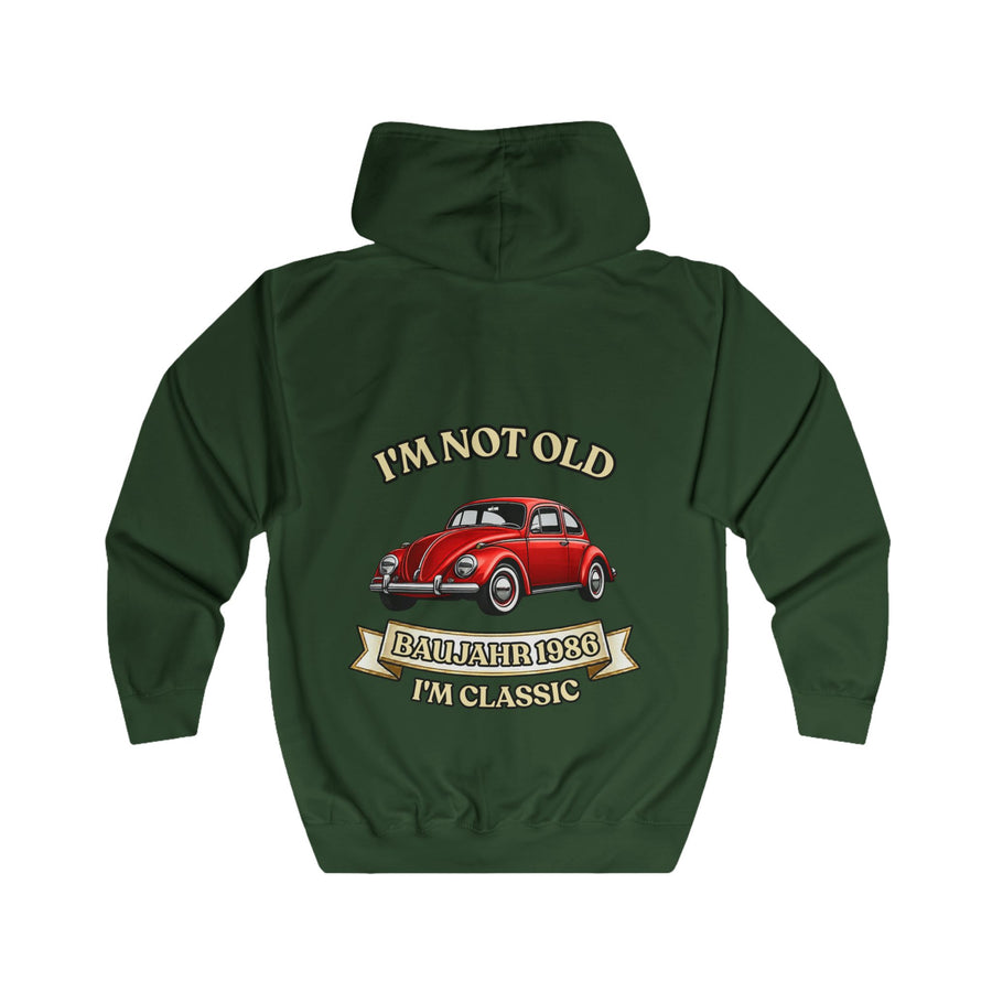 True Insights Geschenk zum 40. Geburtstag – Sweatjacke Jahrgang 1986 VW Käfer | Zip-Hoodie mit Rückendruck