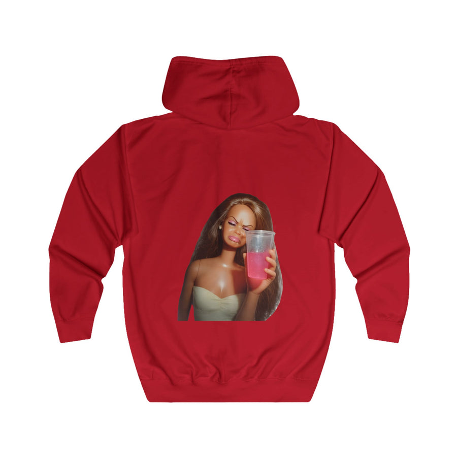 Party Doll Zip-Hoodie – Lustiger Partypulli mit Puppen-Motiv
