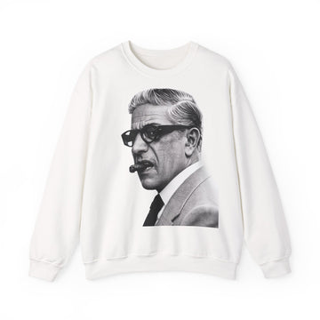 True Insights Sweatshirt Aristoteles Onassis Porträt mit Zigarre und Brille in Weiß, Vintage Legenden Pullover