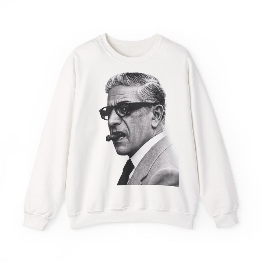 True Insights Sweatshirt Aristoteles Onassis Porträt mit Zigarre und Brille in Weiß, Vintage Legenden Pullover