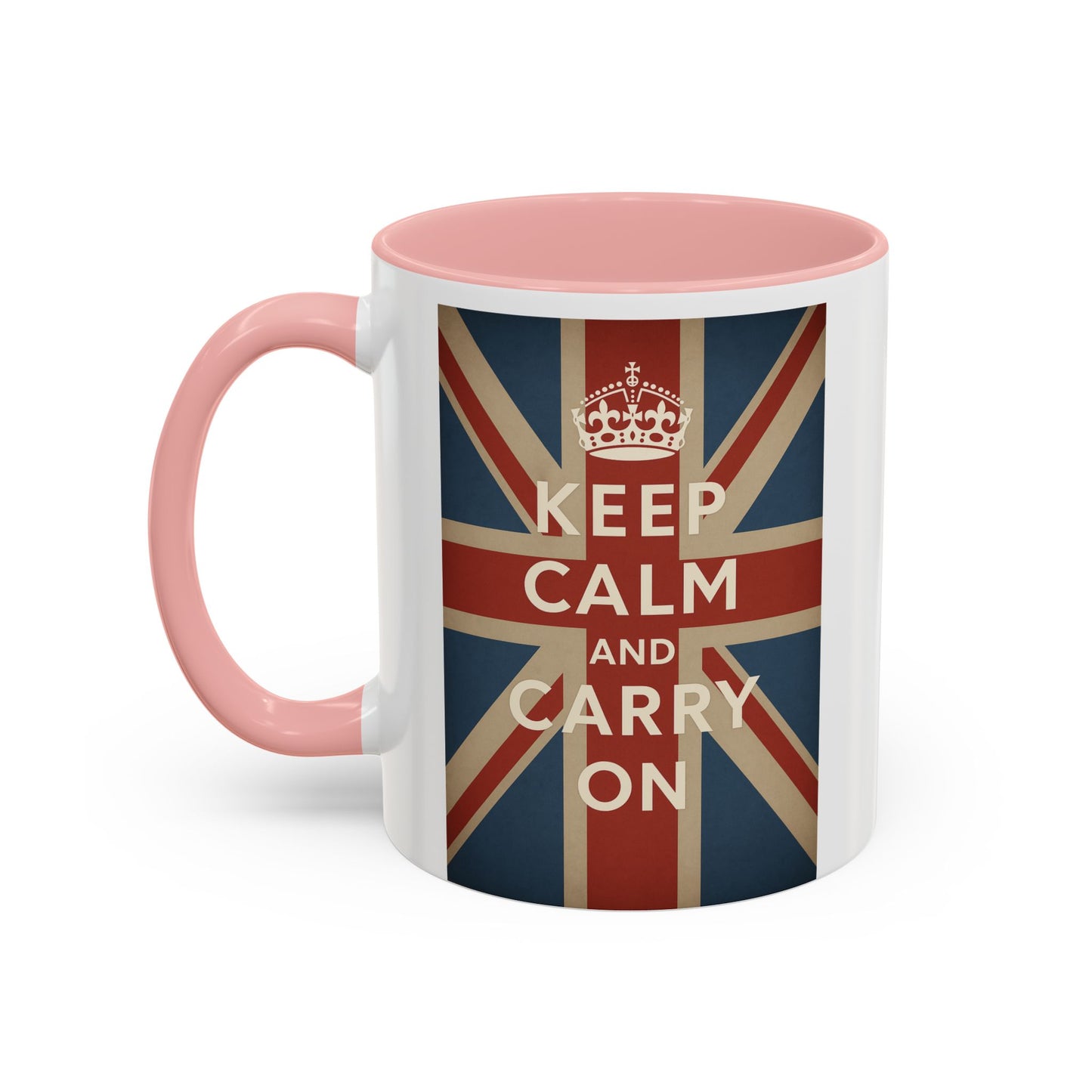 Mug Keep Calm and Carry On – Tasse Union Jack rétro British avec couronne