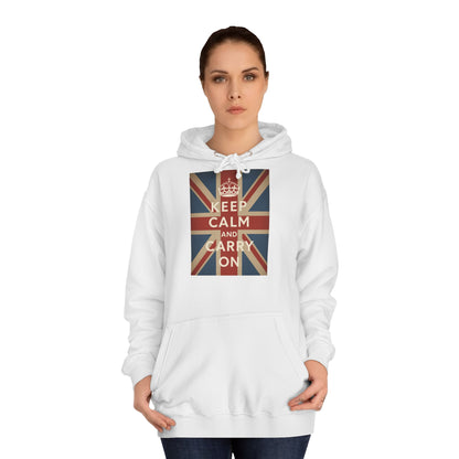 Keep Calm and Carry On Hoodie – Union Jack Britse Vlag Kroon Vintage Retro Hoodie voor UK-Fans