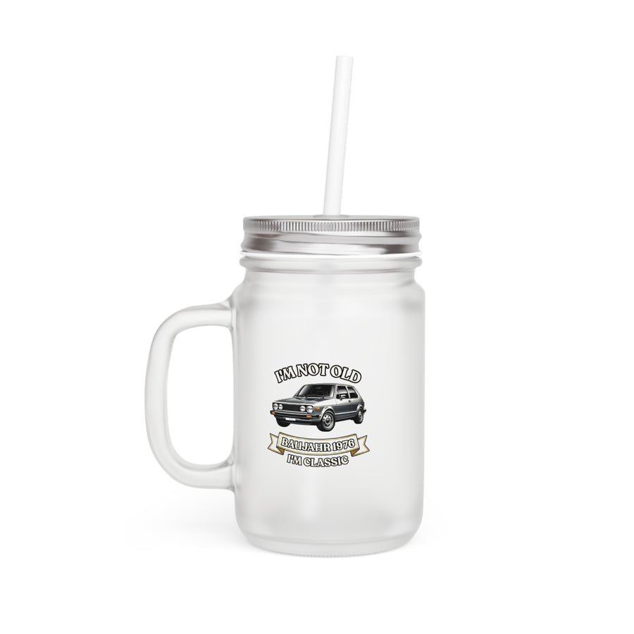 Born in 1976 Mason Jar – 50th Birthday Gift | VW Golf