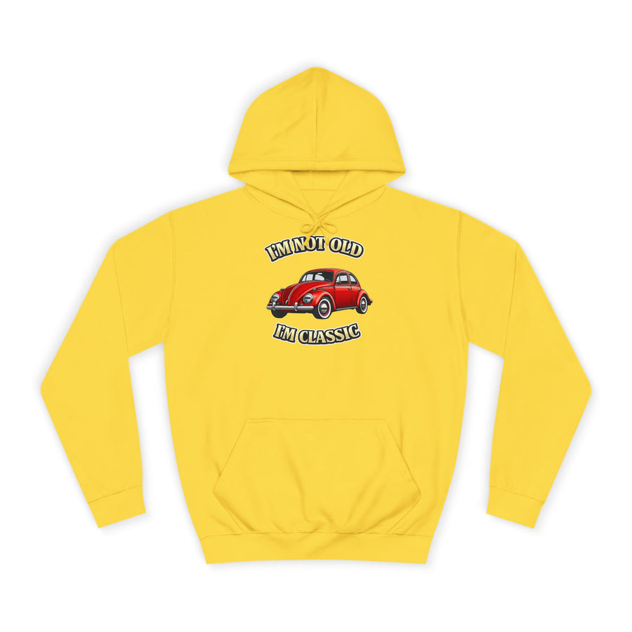 True Insights Vintage VW Käfer Hoodie – I'm Not Old I'm Classic Geschenk für Käfer-Fans in Sun Yellow