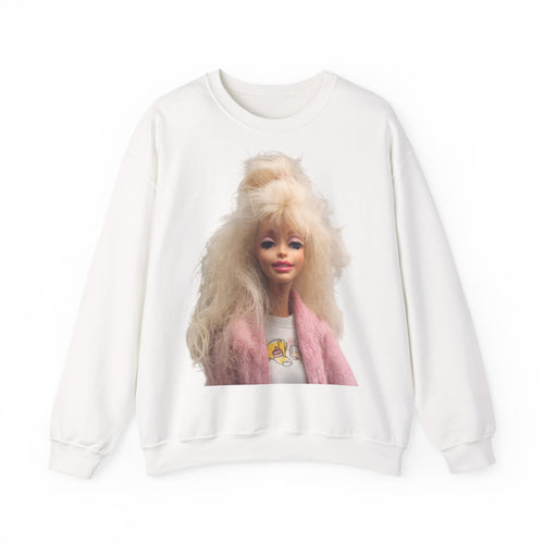 Retro Puppen Portrait T-Shirt Damen | 80er Jahre Blond Doll Fashion Shirt | Pinke Jacke Vintage Style Geschenk