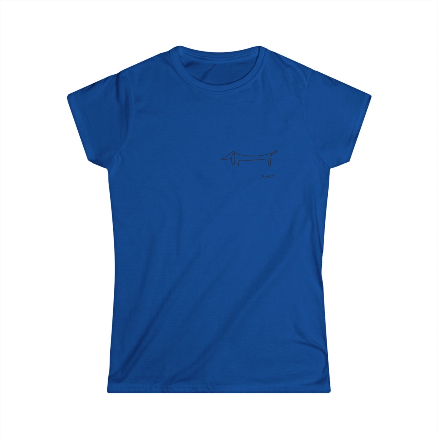 True Insights T-Shirt für Damen mit Picasso Dackel Motiv in Royal Blau und Kultfaktor
