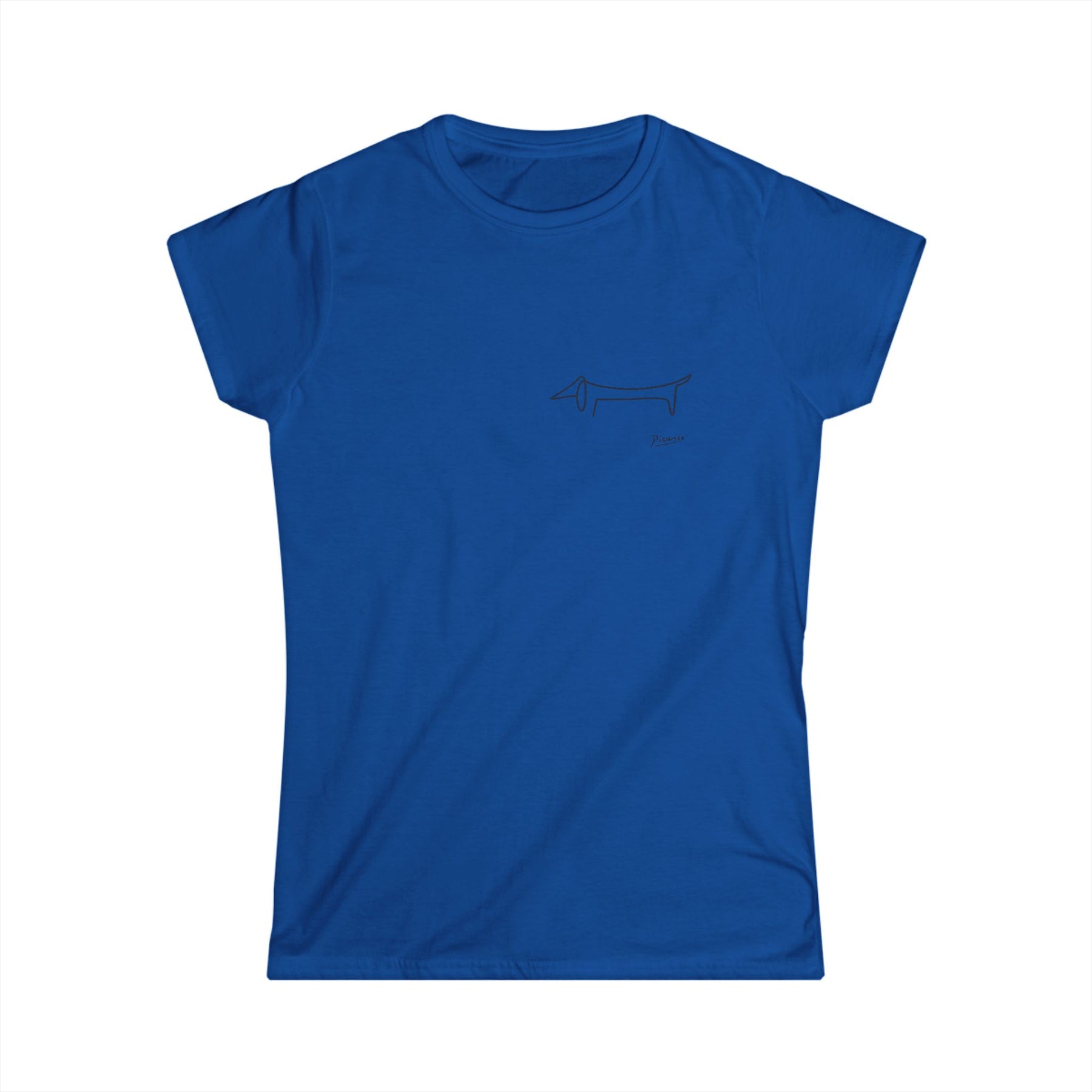 True Insights T-Shirt für Damen mit Picasso Dackel Motiv in Royal Blau und Kultfaktor