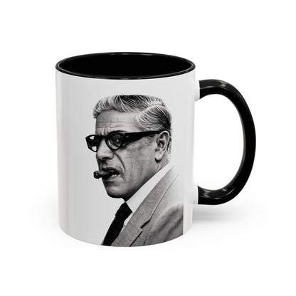 Aristoteles Onassis Kaffeetasse – Schwarz-Weiß Porträt mit Zigarre & Brille | Bunte Tasse für Geschichts- & Stil-Fans