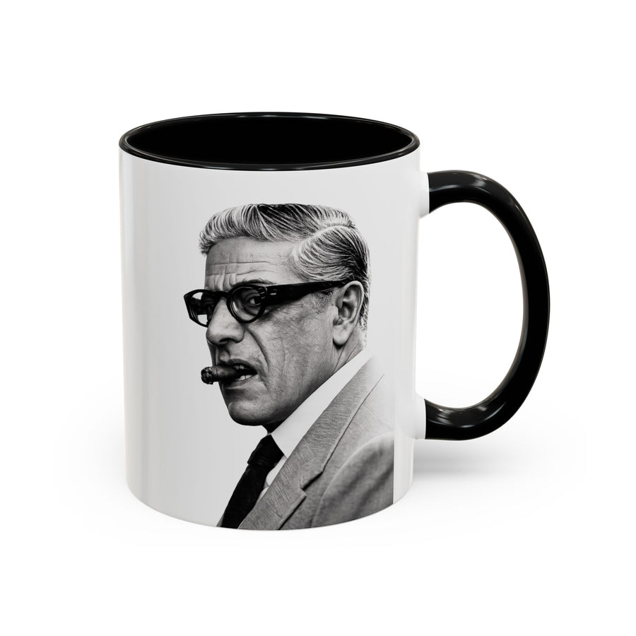 Mug Aristoteles Onassis – Portrait noir & blanc avec cigare & lunettes | Mug coloré pour fans d'histoire & de style