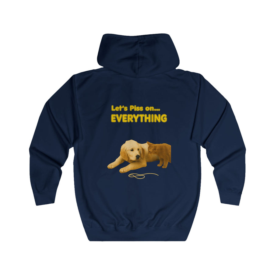 True Insights Let's Piss on Everything Zip-Hoodie – Satirisches Motiv mit Hund und Katze