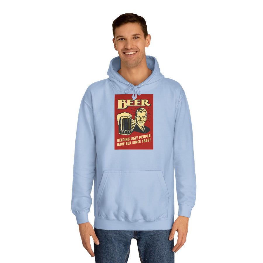 BEER Hoodie Rétro Vintage Bière Humour - Helping Ugly People - Cadeau drôle amateurs de bière, fête & homme