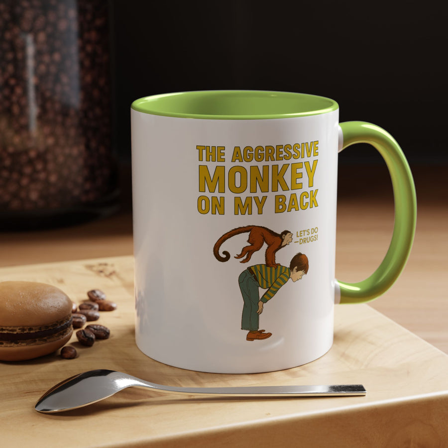 Mug Aggressive Monkey On My Back - Tasse drôle rétro vintage