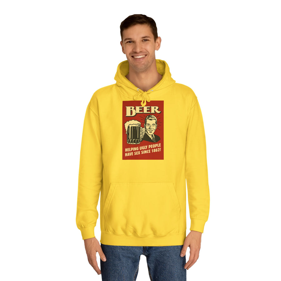 BEER Hoodie Rétro Vintage Bière Humour - Helping Ugly People - Cadeau drôle amateurs de bière, fête & homme